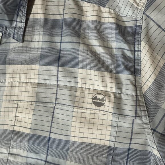 Wrangler Shirt Mens Large Blue Gray Plaid Short Sleeve Outdoor Fishing Hiking - Picture 3 of 8